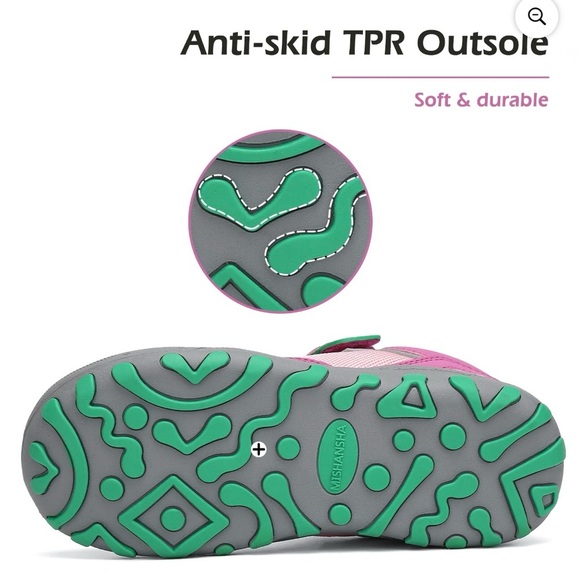 Mishansha Kids Hiking Shoes Girls Sneakers Tennis Shoes Slip on Running Pink 9.5 - Picture 5 of 9